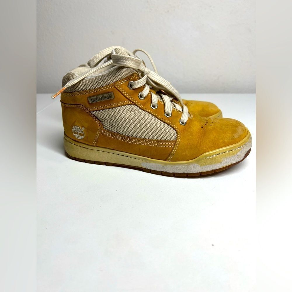 Timberland Shoes Merge Chukka Sneakers Yellow White Leather Lace Up Junior Sz4M